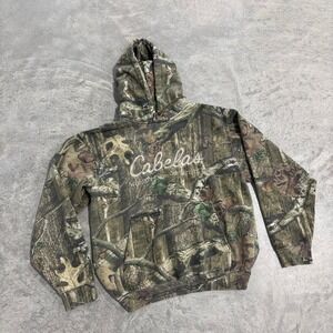 Cabelas Mens Camo Hoodie Break-Up Infinity Embroidered Y2K Vintage Large